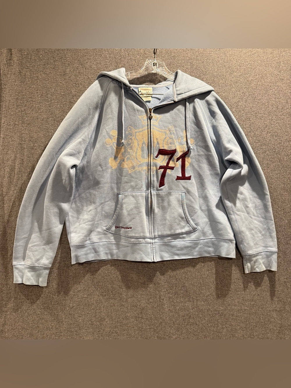 Disney XXL Light Blue Hooded Zip-Up Jacket with '71' Appliqué